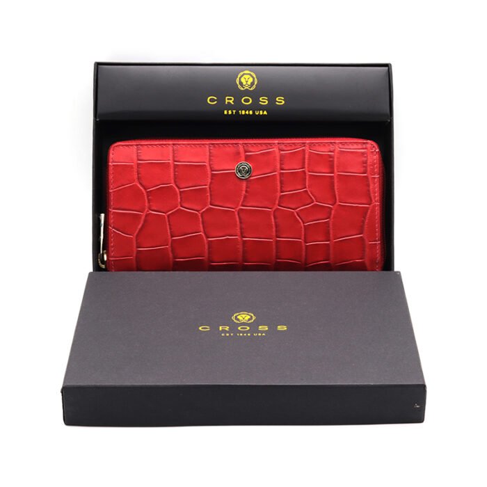 LADIES WALLET CROCODILE- RED - Image 1