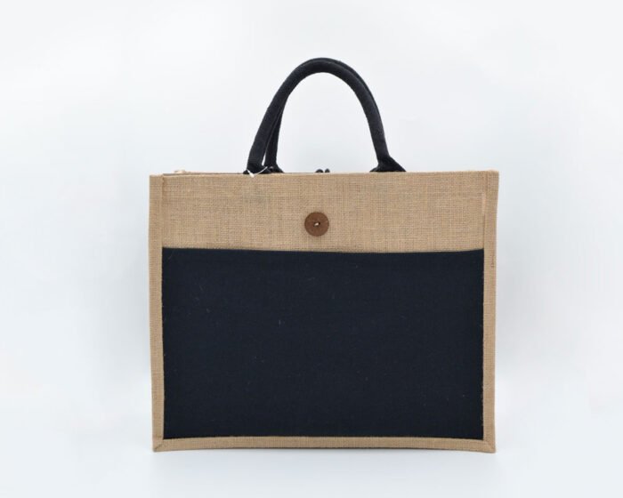 Jute canvas bag 225gsm BLACK - Image 1